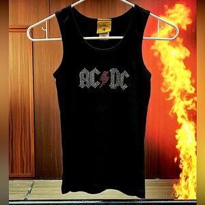 EUC! Vintage Y2K 2005 AC/DC Rhinestone Tank Top by Rockware Anthill Trading